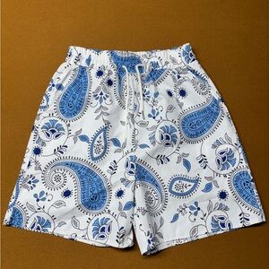 SHEIN Blue and White Paisley Athletic Shorts